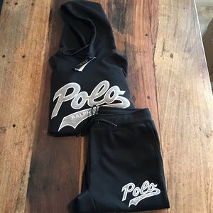 Men’s Polo Ralph Lauren Black Hoodie and Pants Set